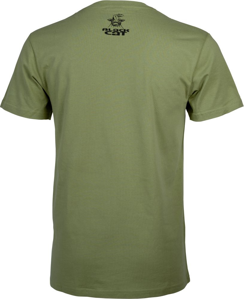 T-Shirt Military Shirt Vert Black Cat