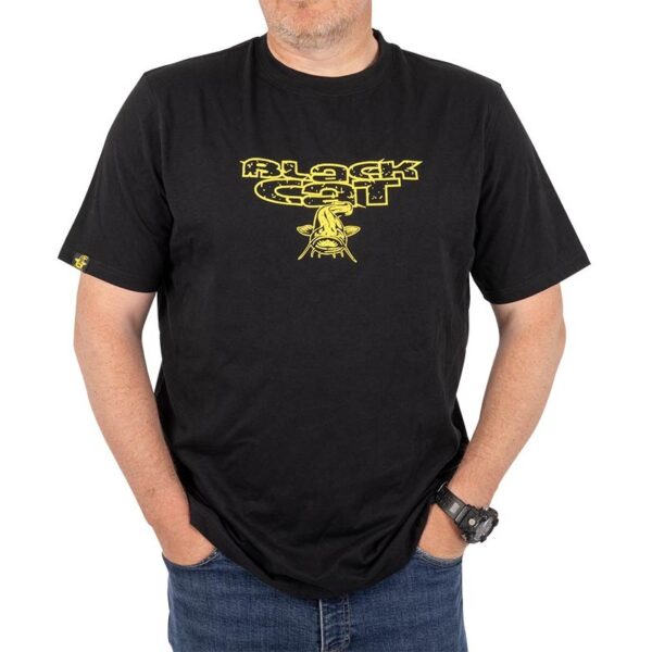 T-Shirt Manches Courtes Distressed Logo Black Tee Noir Black Cat